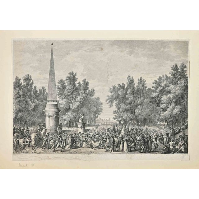 Paris is an Original Lithograph realized by Horace Vernet in 1805. Good condition on a grey paper. No signature. Émile...