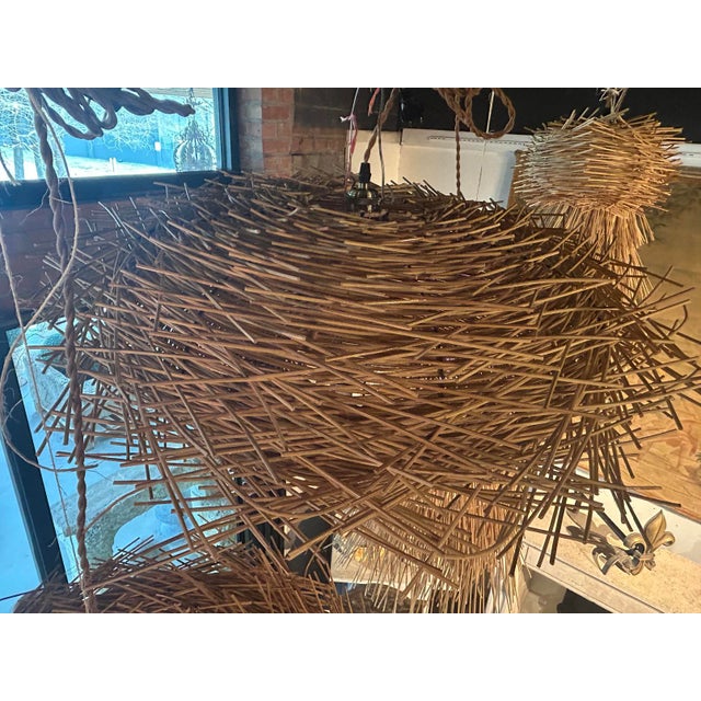 Pair of Decorative French Rattan Pendant Lights For Sale - Image 9 of 13