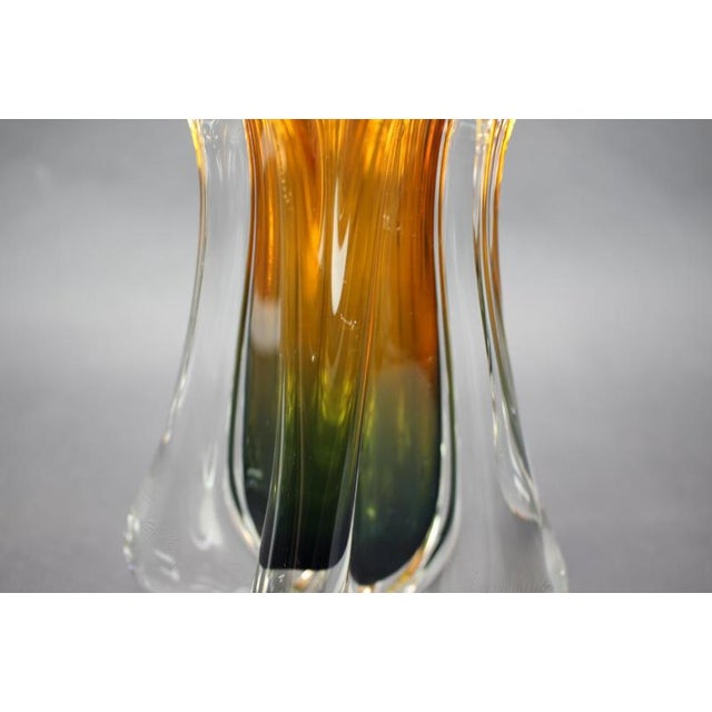 Beautiful Mid-Century modern art glass vase designed by Josef Hospodka and produced in Czechoslovakia during the 1960s....