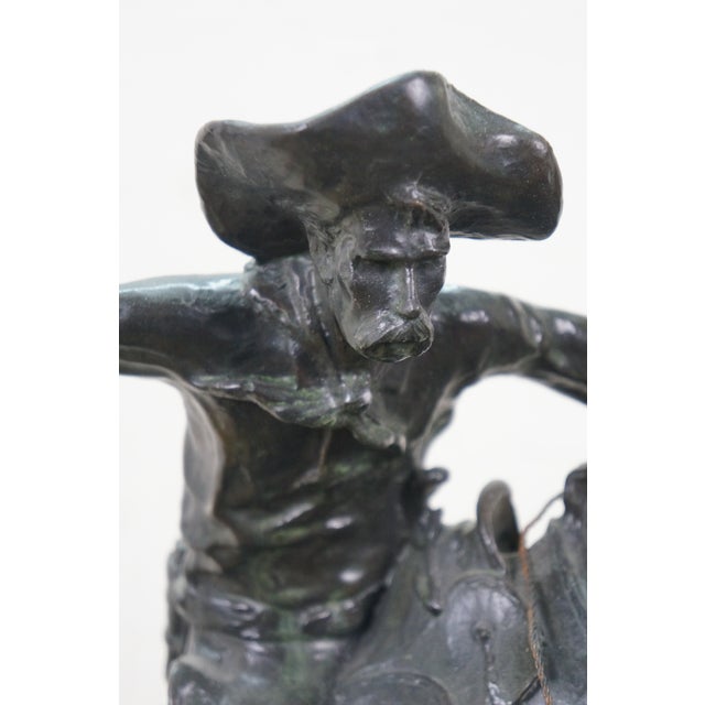 Roman Bronze Works Mid 20th Century Frederic Remington Roman Bronze Works Bronco Buster Sculpture 23" For Sale - Image 4 of 15