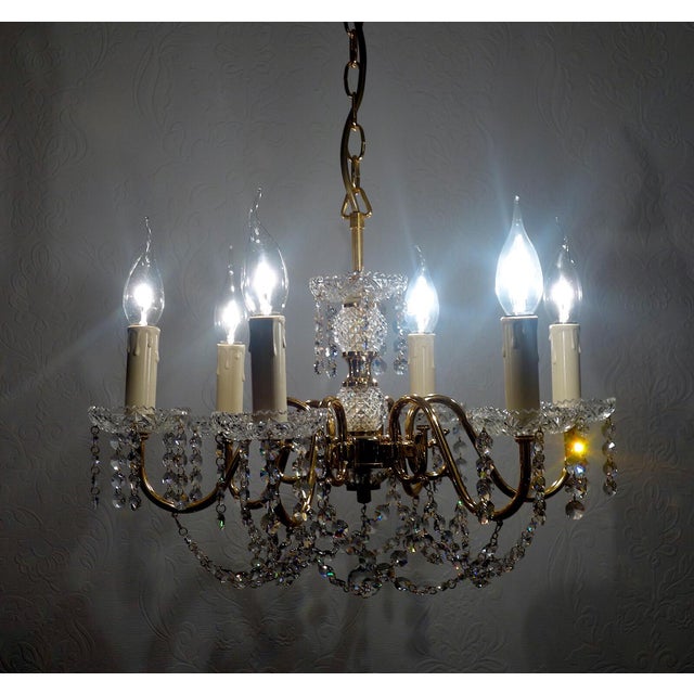Vintage Brass and Frosted Glass Chandelier from Palwa, 1970s For Sale - Image 10 of 11