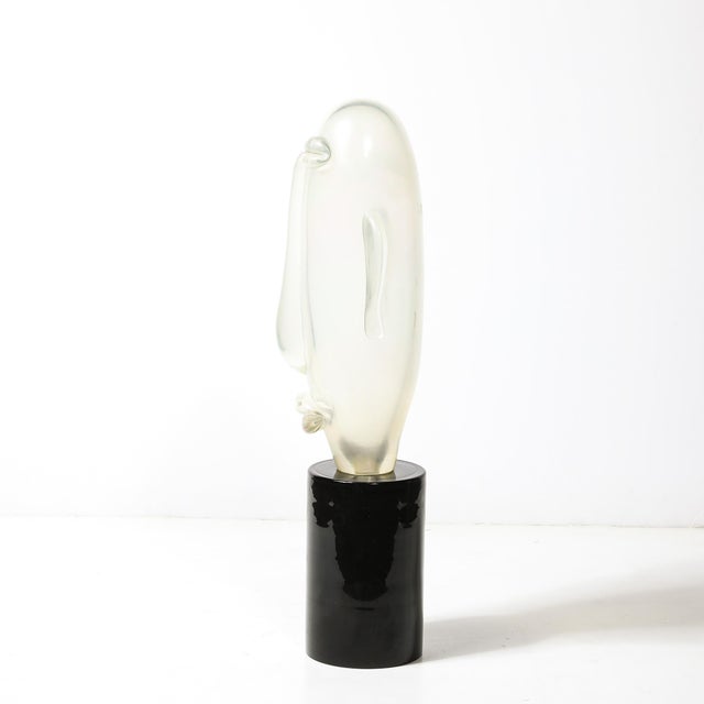Glass Mid-Century Hand-Blown Murano Opalescent Glass Head Sculpture by Sergio Rossi For Sale - Image 7 of 15