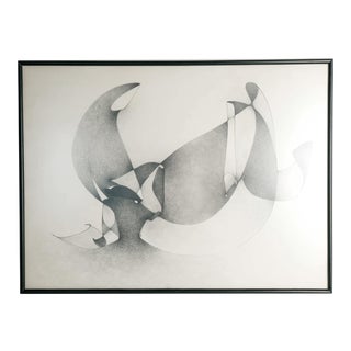 Vintage Abstract Graphite Drawing For Sale