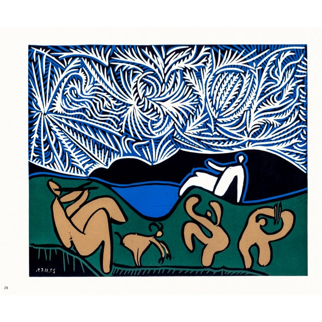 1962 Pablo Picasso Linocut Engraving "Bacchanal With Goat" For Sale