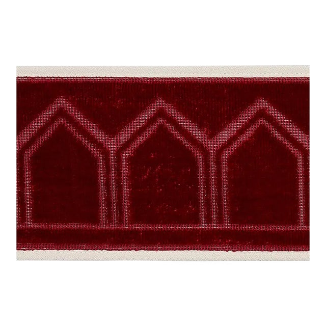 Sample - Schumacher Vizier Velvet Tape in Ruby For Sale