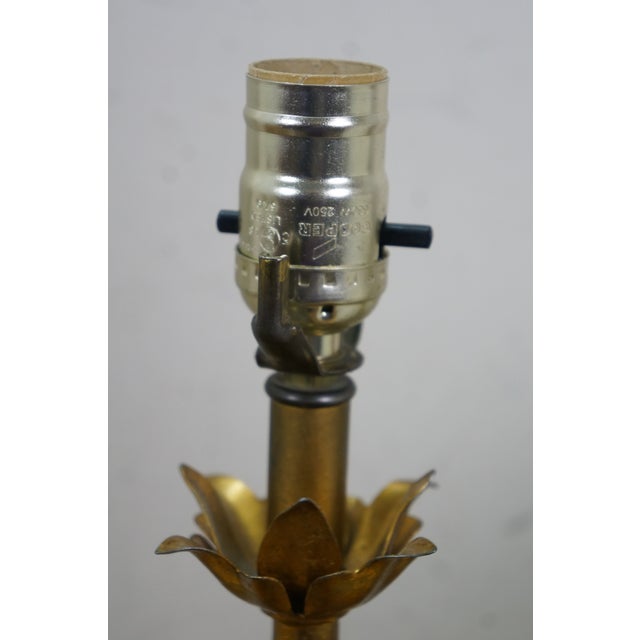 Mid 20th Century Italian Mid Century Hollywood Regency Florentine Gilt Tole Drop Crystal Lamps For Sale - Image 14 of 17