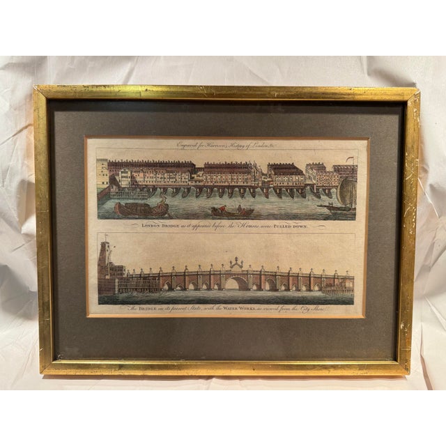 18th Century Original Hand Colored Engraving, London Bridge From Harrison's History of London For Sale In Los Angeles - Image 6 of 8