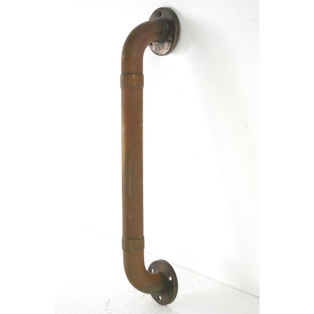 Traditional Vintage European 14.25 In. Brass Pipe Door Pull For Sale - Image 3 of 10