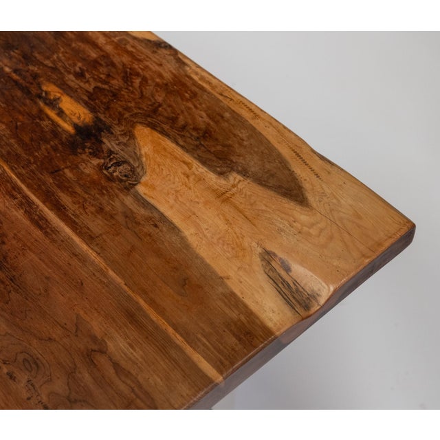 Vintage English Yew Wood Trestle Dining Table, 1960s For Sale - Image 6 of 15