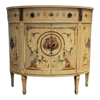 Antique Adams Painted Demilune Credenza For Sale