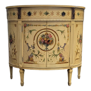 Antique Adams Painted Demilune Credenza