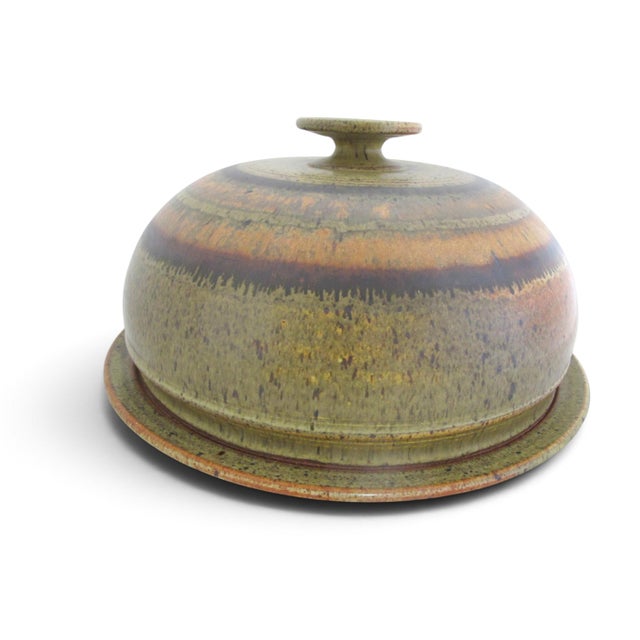 Monumental stoneware pottery serving dish with lid. Created by Pacific NW master potter, Wally Schwab, known for creating...