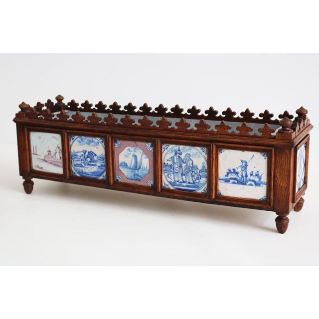 19th Century Dutch Planters with Delft Tiles Oak, 1650, Set of 2 For Sale - Image 11 of 18