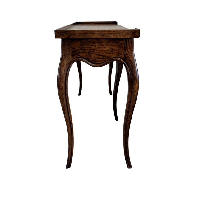 1970s Baker Milling Road French Country Walnut Console Table For Sale - Image 5 of 15