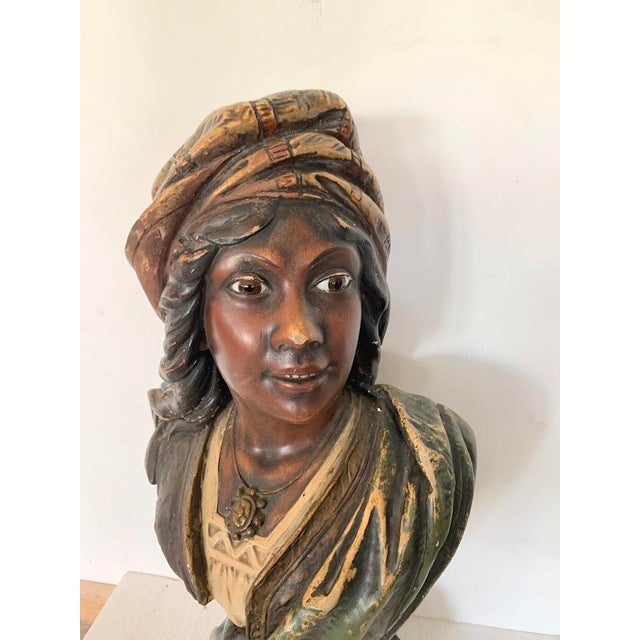 Sculpture Materials Polychrome Plaster Bust, 1800s For Sale - Image 7 of 11