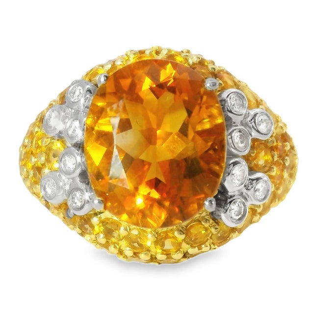 Make a statement with this stunning 14K Yellow Gold Citrine Diamond Ring, a luxurious piece that combines vibrant...