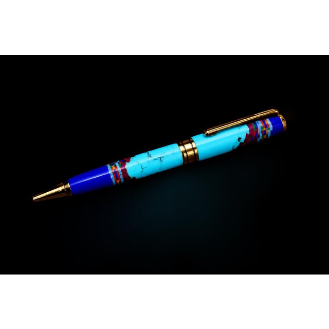 David Rosales Gemstone Pen Southwest Turquoise Ruby Lapis Finely Crafted For Sale - Image 9 of 9