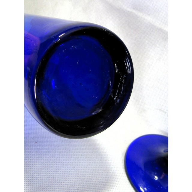 Glass Vintage Mid Century Modern Cobalt Blue Cocktail Glasses - Set of 4 For Sale - Image 7 of 11