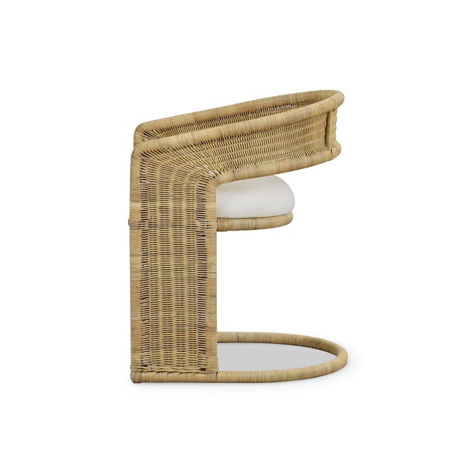 Coastal Contemporary Coastal Rattan Barrel Dining Chair For Sale - Image 3 of 12