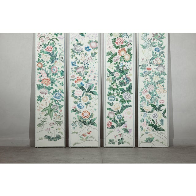 Chinese Painted Panels with Spring Flowers and Butterflies - Set of 4 For Sale - Image 18 of 18