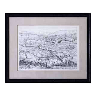 Anna Ticho, Hills of Jerusalem, Original Lithograph Edition 9/150, Pencil Signed, Framed For Sale
