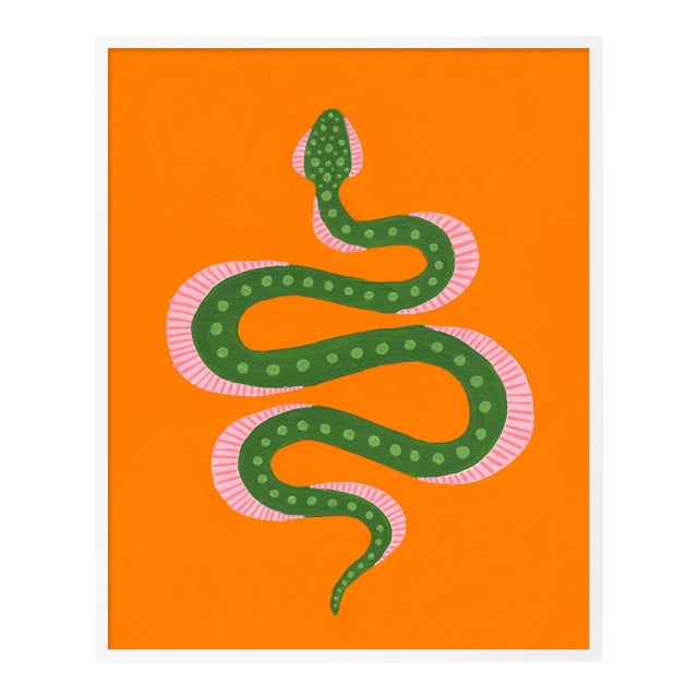 Marmalade the Snake by Willa Heart in White Framed Paper, Small Art Print For Sale