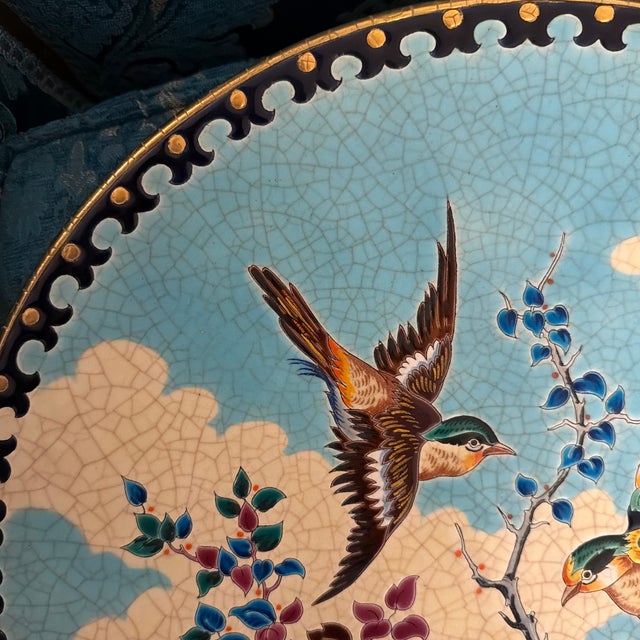 1960s 1960s Emaux De Longwy Floral Large Charger Signed Paul Mignon For Sale - Image 5 of 12