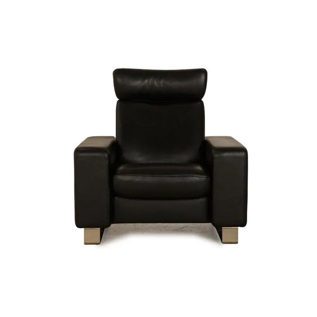 Animal Skin Arion Leather Armchair Black Manual Function For Sale - Image 7 of 11