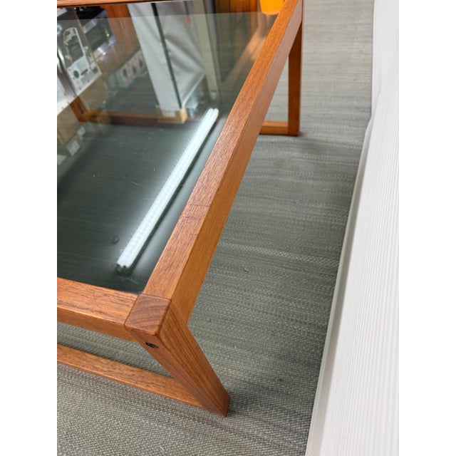 Wood Mid 20th Century Teak + Smoked Glass Coffee Table For Sale - Image 7 of 12
