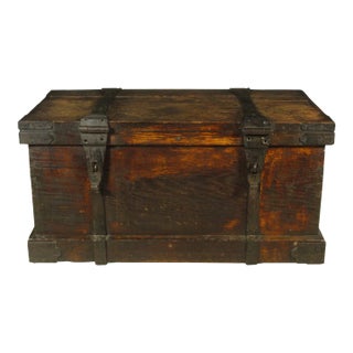 18th-Century American Iron Bound Cash Box For Sale