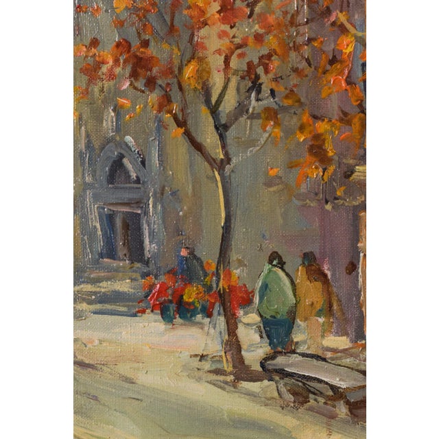 Orange Impressionist Autumn Cityscape, Late 20th-Century, Oil on Canvas, Framed For Sale - Image 8 of 12