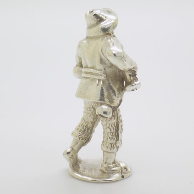 1980s Vintage Italian Handmade Genuine Silver Christmas Bagpipe Player Solid Figurine, Made in Tuscany (Florence, Italy) For Sale - Image 5 of 9