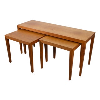 Set of 3 Severin Hansen for Haslev Møbelsnedkeri Vintage Danish Nesting Tables For Sale