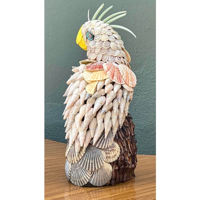 Peach Vintage Shell Encrusted Cockatoo For Sale - Image 8 of 12