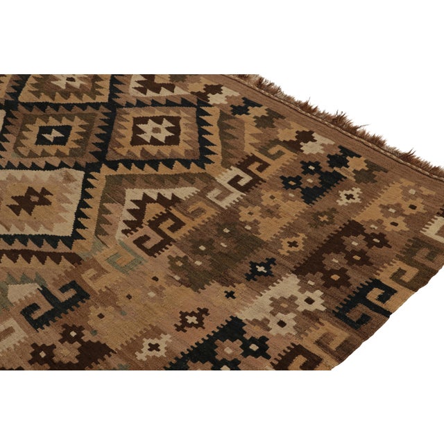 1950s Vintage Afghani Kilim Rug in Beige-Brown, Teal and Black Tribal Pattern For Sale - Image 5 of 7