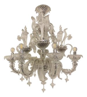 Murano-Style Chandelier in Transparent Glass by Simoeng
