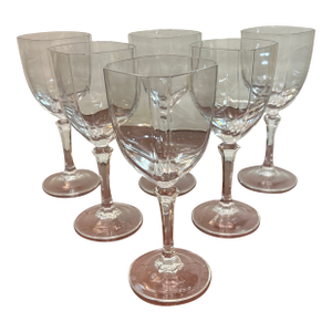 French Angular Stemmed Crystal Glasses Set of 6