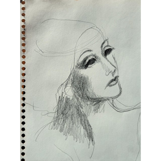 David Adickes Early Modern Black & White Abstract Figurative Elegant Woman Drawing, Mid 20th Century For Sale - Image 4 of 10