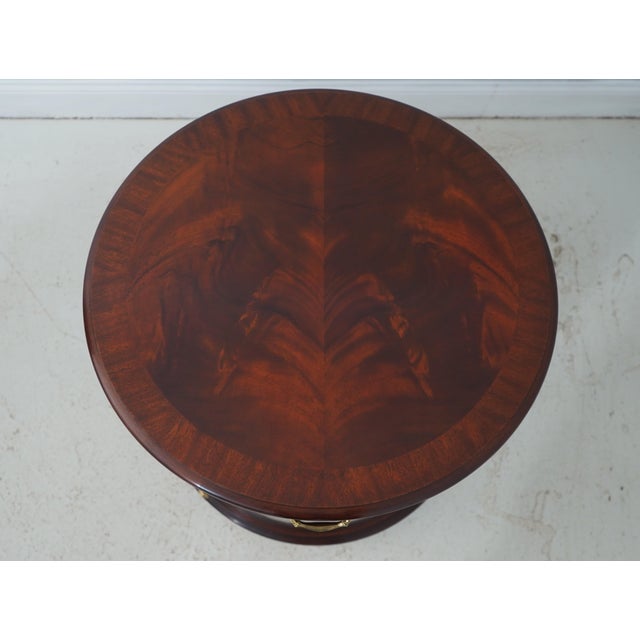 Wood Henkel Harris Flame Mahogany Round Drum Side Table For Sale - Image 7 of 18