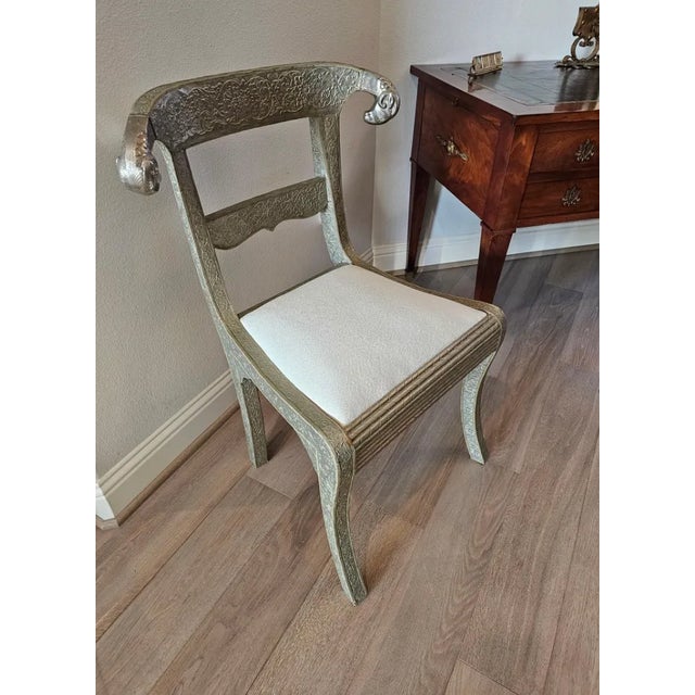 Vintage Anglo-Indian Silvered Metal-Clad Chair For Sale - Image 12 of 13