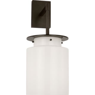 Ray Booth for Visual Comfort Signature Elias 23" Sconce in Bronze with White Glass For Sale