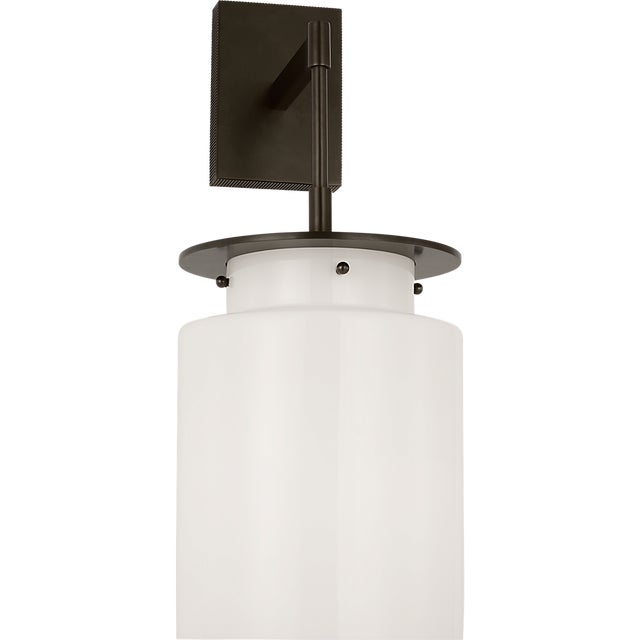 Ray Booth for Visual Comfort Signature Elias 23" Sconce in Bronze with White Glass For Sale