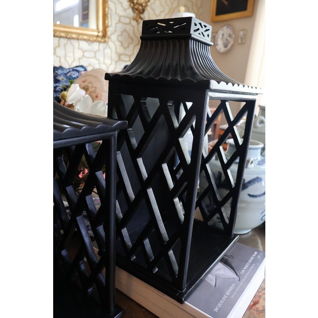 Global Views Williamsburg Black Chinoiserie Pagoda Wall Shelves / Decorative Sconces — A Pair For Sale - Image 11 of 18