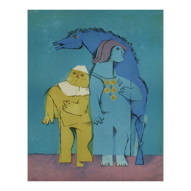 1977 Samy Briss Les Saltimbanques - Le Cheval Bleu Signed Lithograph For Sale