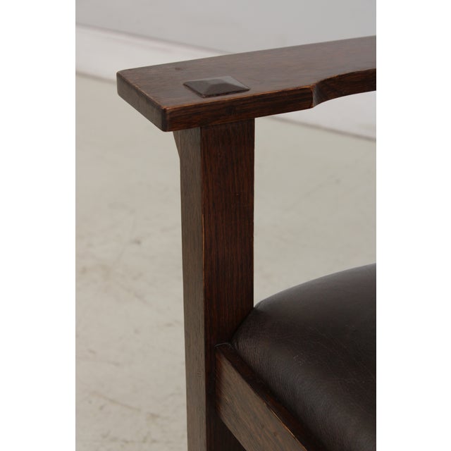 Brown Set of 6 Stickley Mission Oak Dining Chairs For Sale - Image 8 of 18