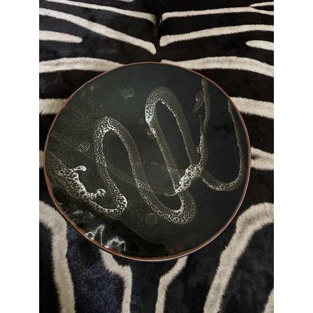 Vintage 1970’s 13” Signed Handmade Glazed Concave Shallow Bowl in Olive, Brown, Deep Terracotta & Off White For Sale - Image 16 of 16
