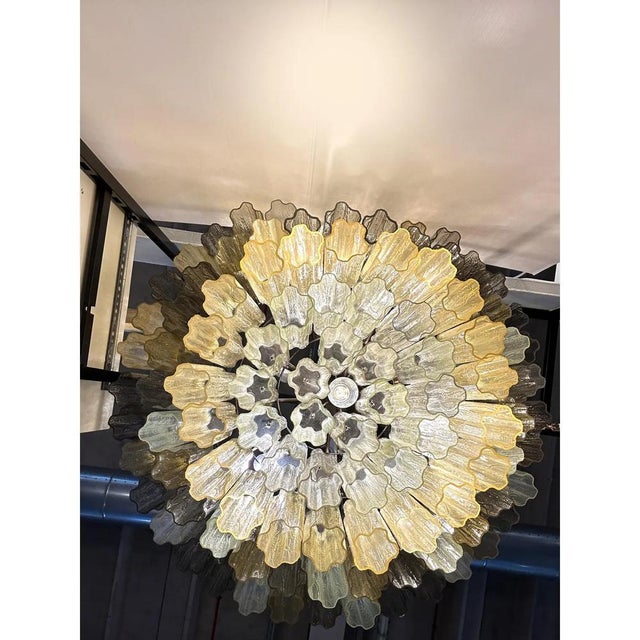 Contemporary Italian Tronchi Murano Glass Chandelier in Amber and Fumè by Simoeng For Sale - Image 3 of 8