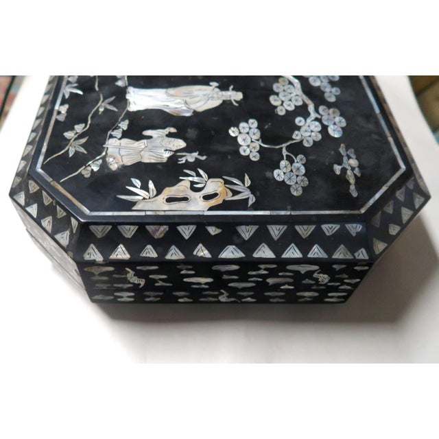 Mid 20th Century Chinese Wedding Box With Inlaid Mother of Pearl For Sale - Image 4 of 8