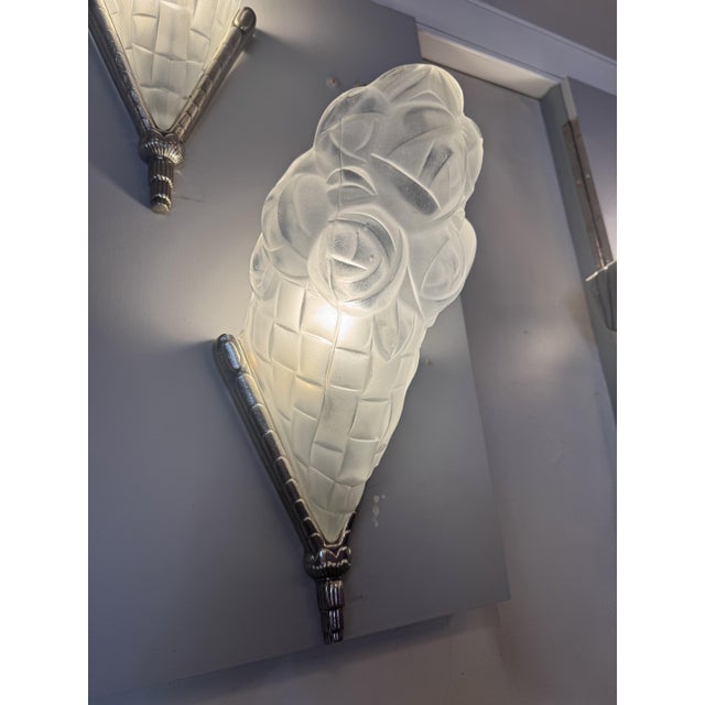 Art Deco Bouquets aux Roses Wall Lights from Verrerie d'Art Degué, 1930s, Set of 2 For Sale - Image 12 of 18