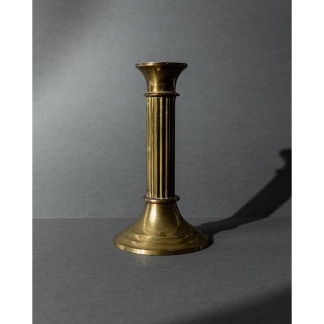 Brown Vintage Brass Candleholders, 1940s, Set of 3 For Sale - Image 8 of 11